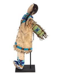 Sioux Beaded Hide Doll, with Cradle