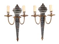 A Pair of Bagues Style Gilt-Metal and 'Rock Crystal' Sconces