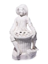 A Pair of French Soft-Paste Porcelain White Bouquetière Figures