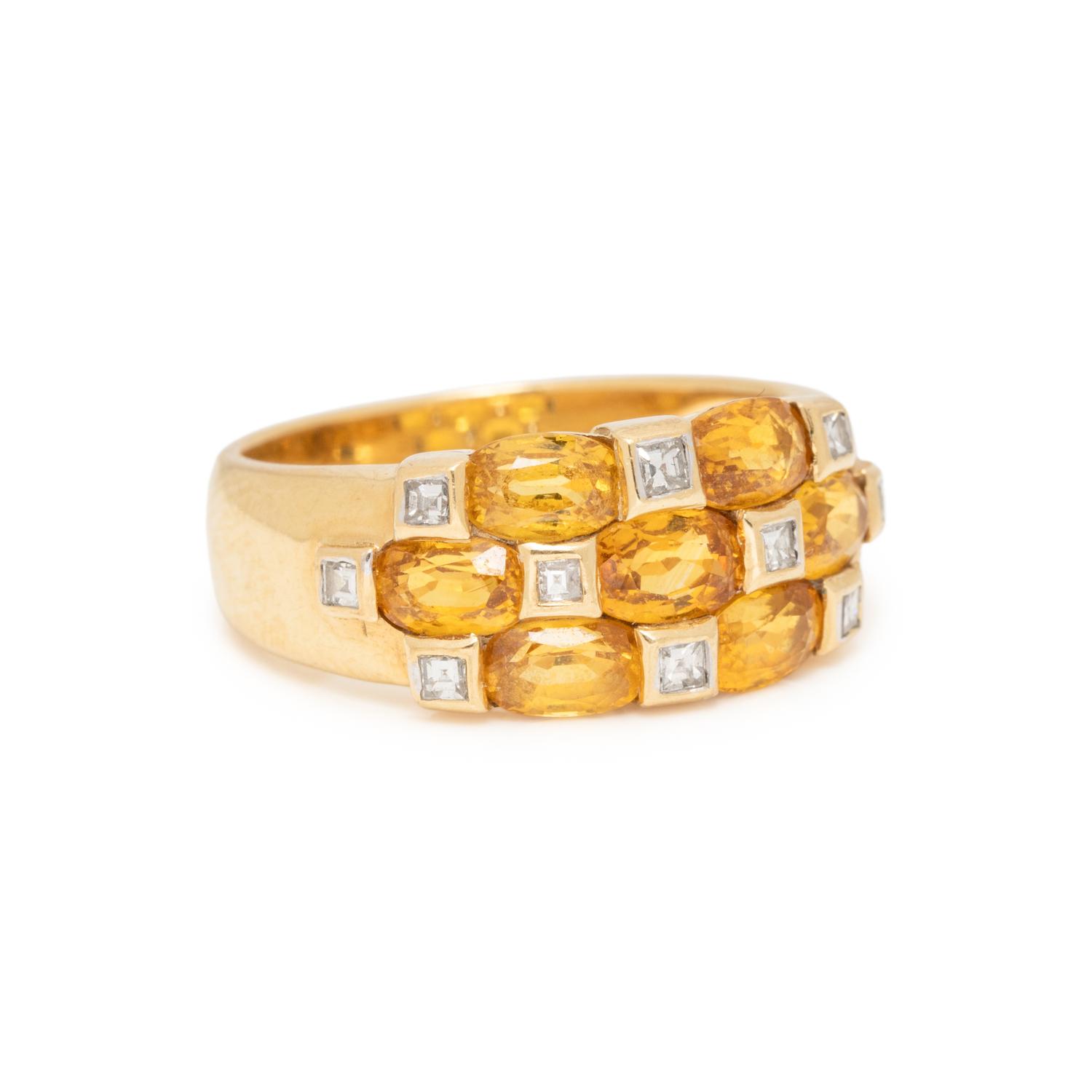 YELLOW GEMSTONE AND DIAMOND RING