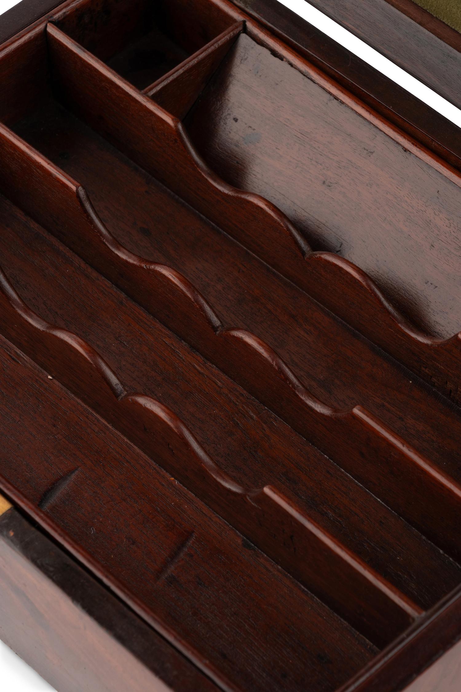 A George III Mahogany Campaign Stationary Box