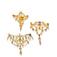 COLLECTION OF SEED PEARL AND MULTIGEM PENDANT BROOCHES