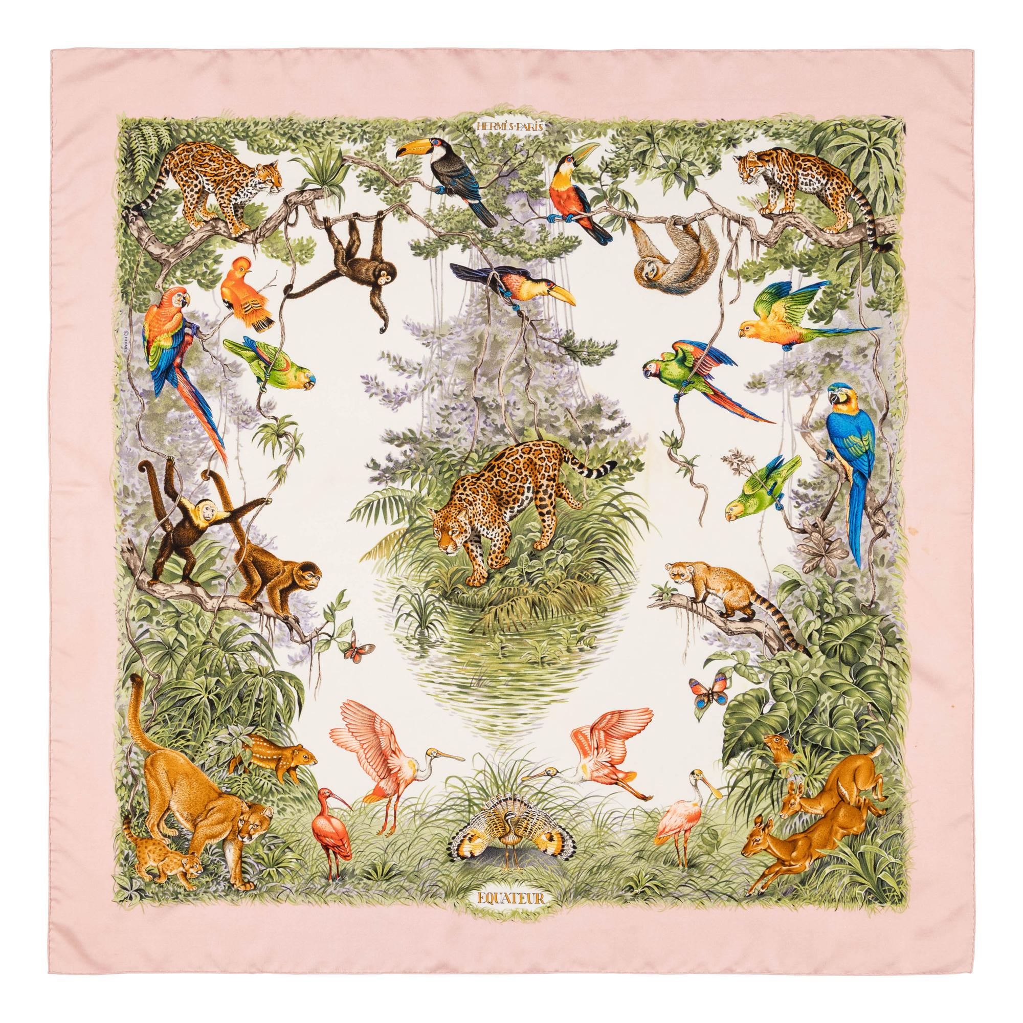 Hermès, Four Printed Silk Scarves