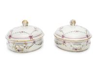 A Pair of Chinese Export Porcelain Vegetable Dishes and Covers with Twelve Matching Plates