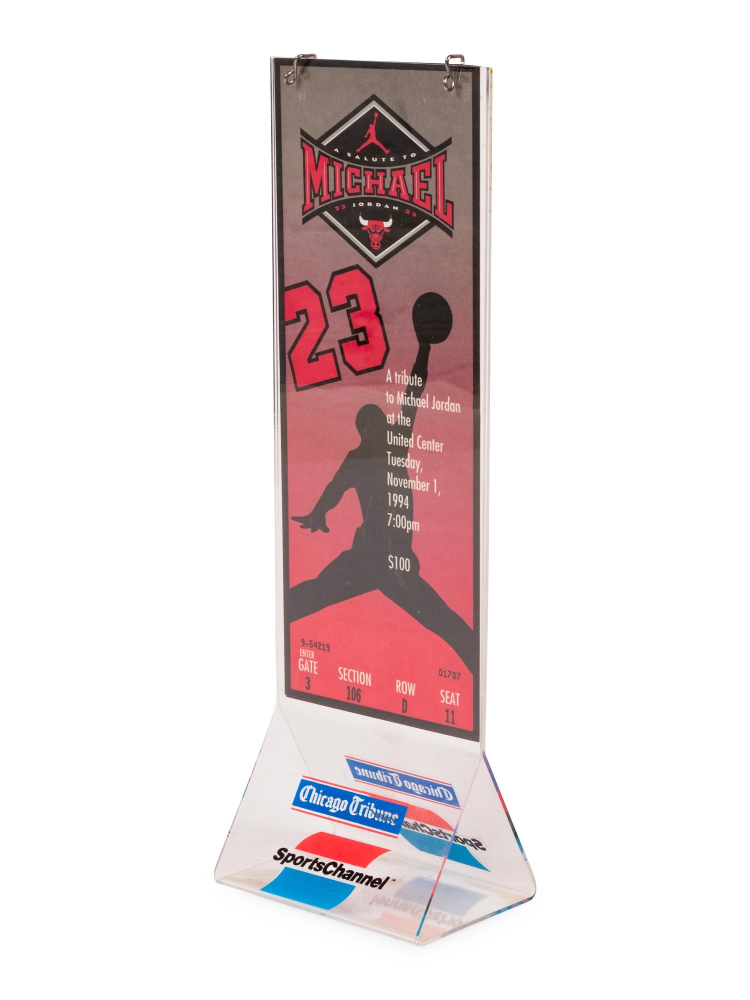 A 1994 Tribute to Michael Jordan Jersey Retirement Statue Unveiling Ticket