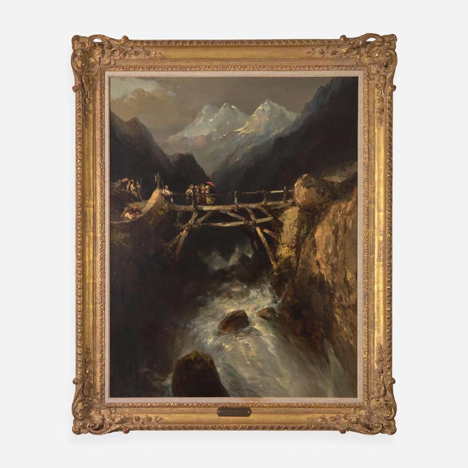 Attributed to Louis-Gabriel-Eugène Isabey (French, 1803–1886) Crossing the Footbridge