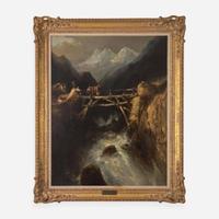Attributed to Louis-Gabriel-Eugène Isabey (French, 1803–1886) Crossing the Footbridge