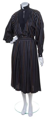 A Gucci Black Wool Striped Skirt Ensemble, Size 44.