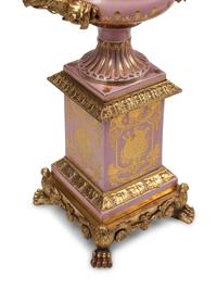 A Pair of Large Sèvres Style Porcelain and Gilt Bronze Mounted Urns