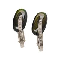 NANIS, DIAMOND AND GREEN TOURMALINE EARCLIPS