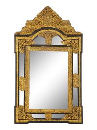 A Régence Style Pressed Brass Mirror