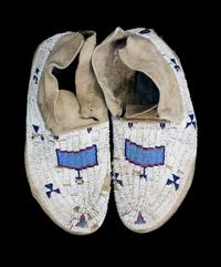 A Pair of Arapaho Beaded Moccasins Length 11 1/2 inches.
