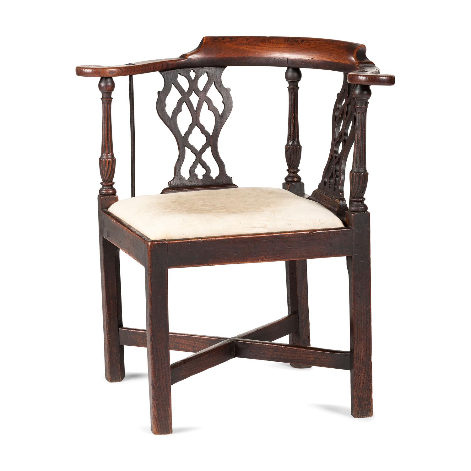A Chippendale Carved Walnut Corner Chair
