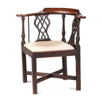 A Chippendale Carved Walnut Corner Chair