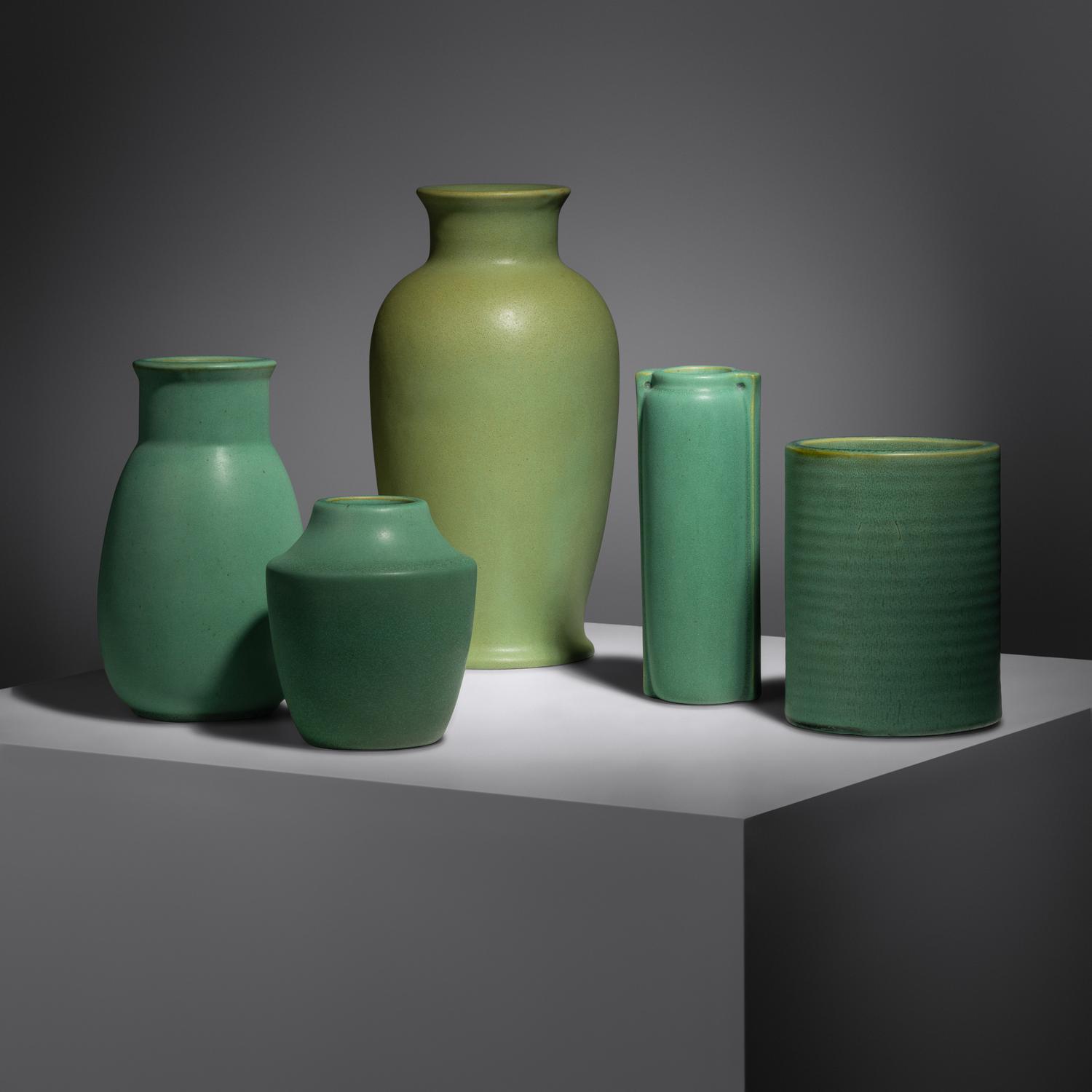 Collection of Five Vases Teco, USA