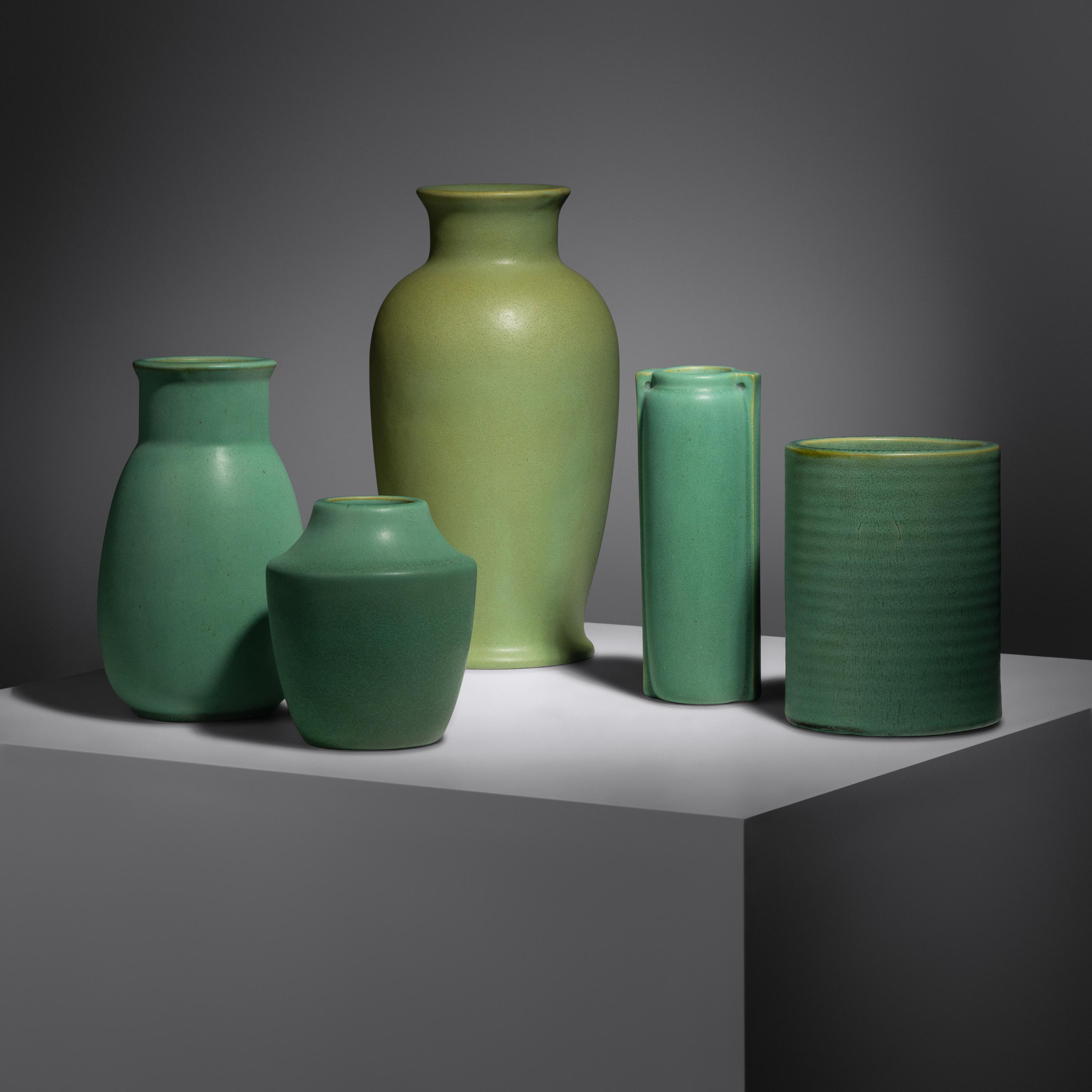 Collection of Five Vases Teco, USA