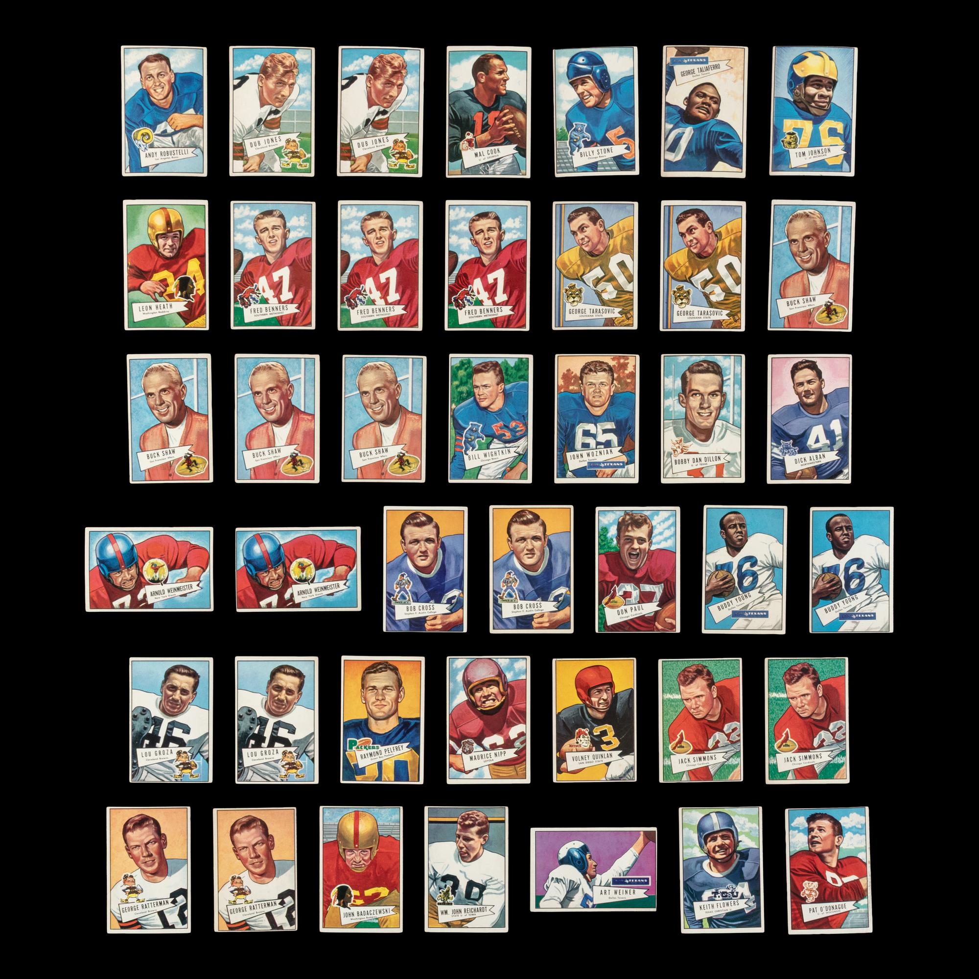 A Collection of 1952 Bowman Large and Small Football Cards Including Multiple Hall of Famers (145)