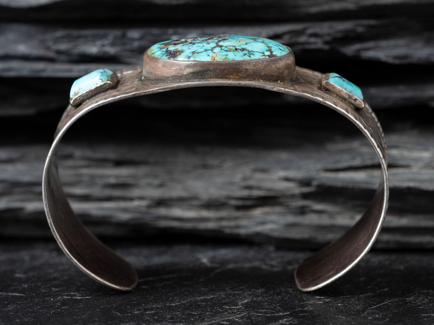 Navajo Silver and Turquoise Cuff Bracelet