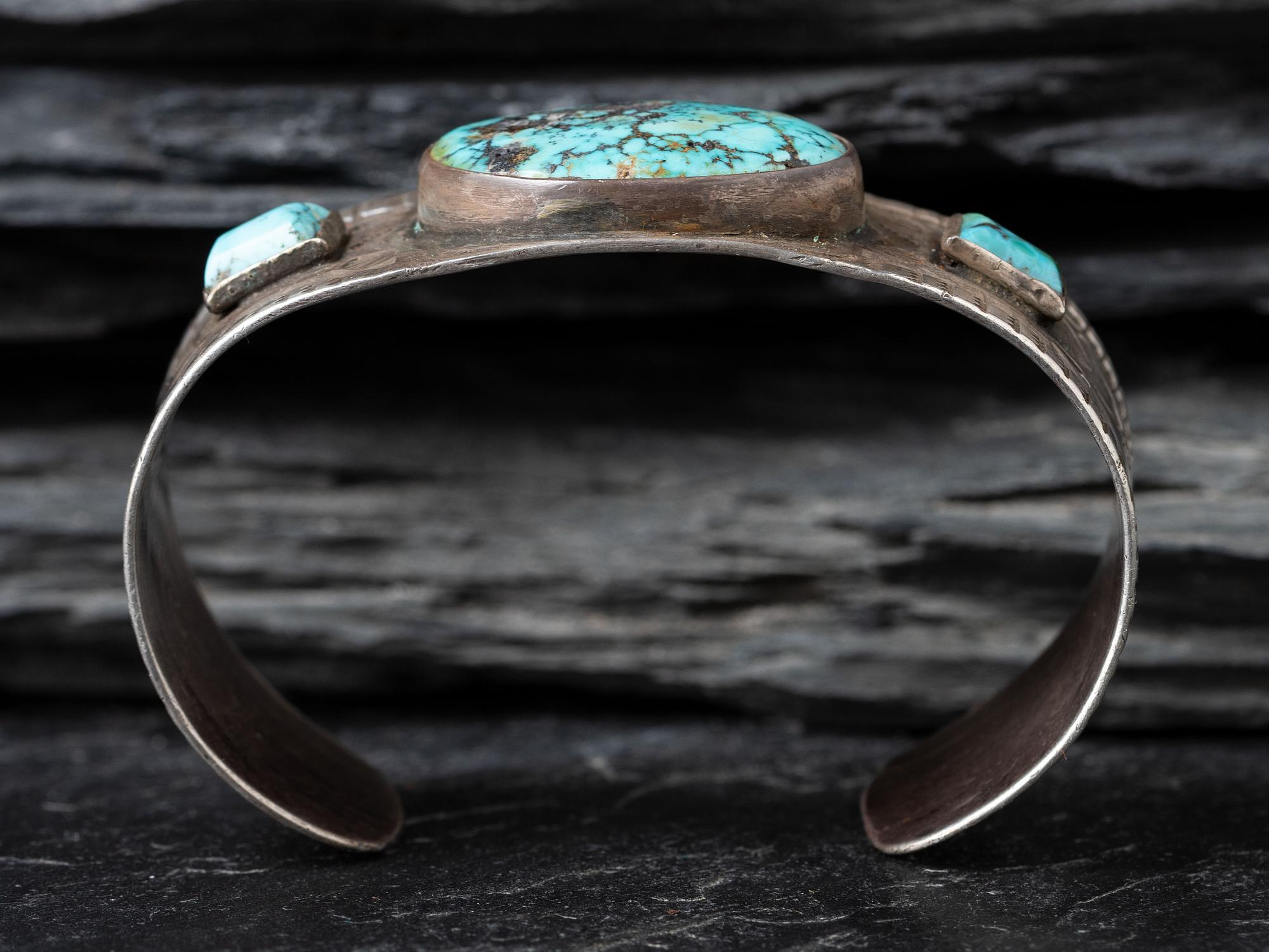 Navajo Silver and Turquoise Cuff Bracelet
