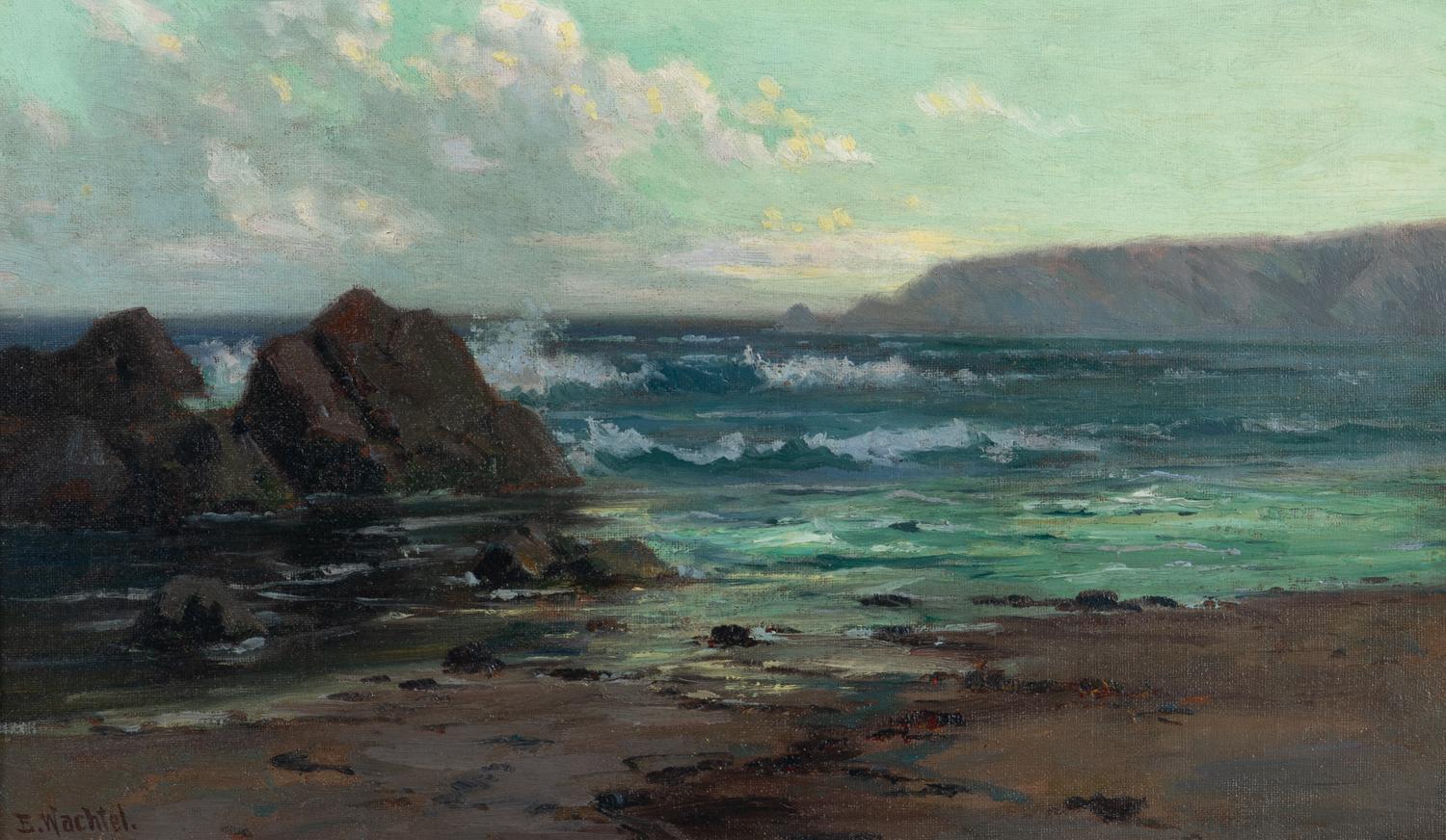 Across the Bay , with California Foothills (A Double-Sided Work)