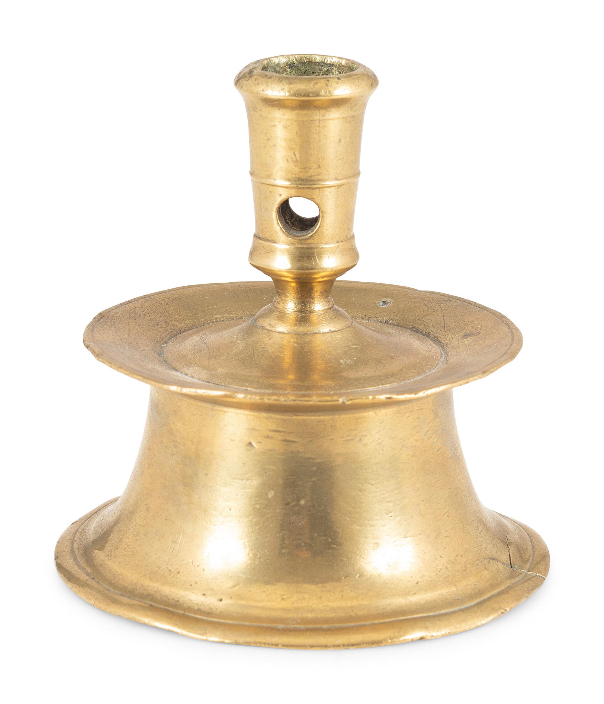 A Continental Brass Capstan Candlestand
