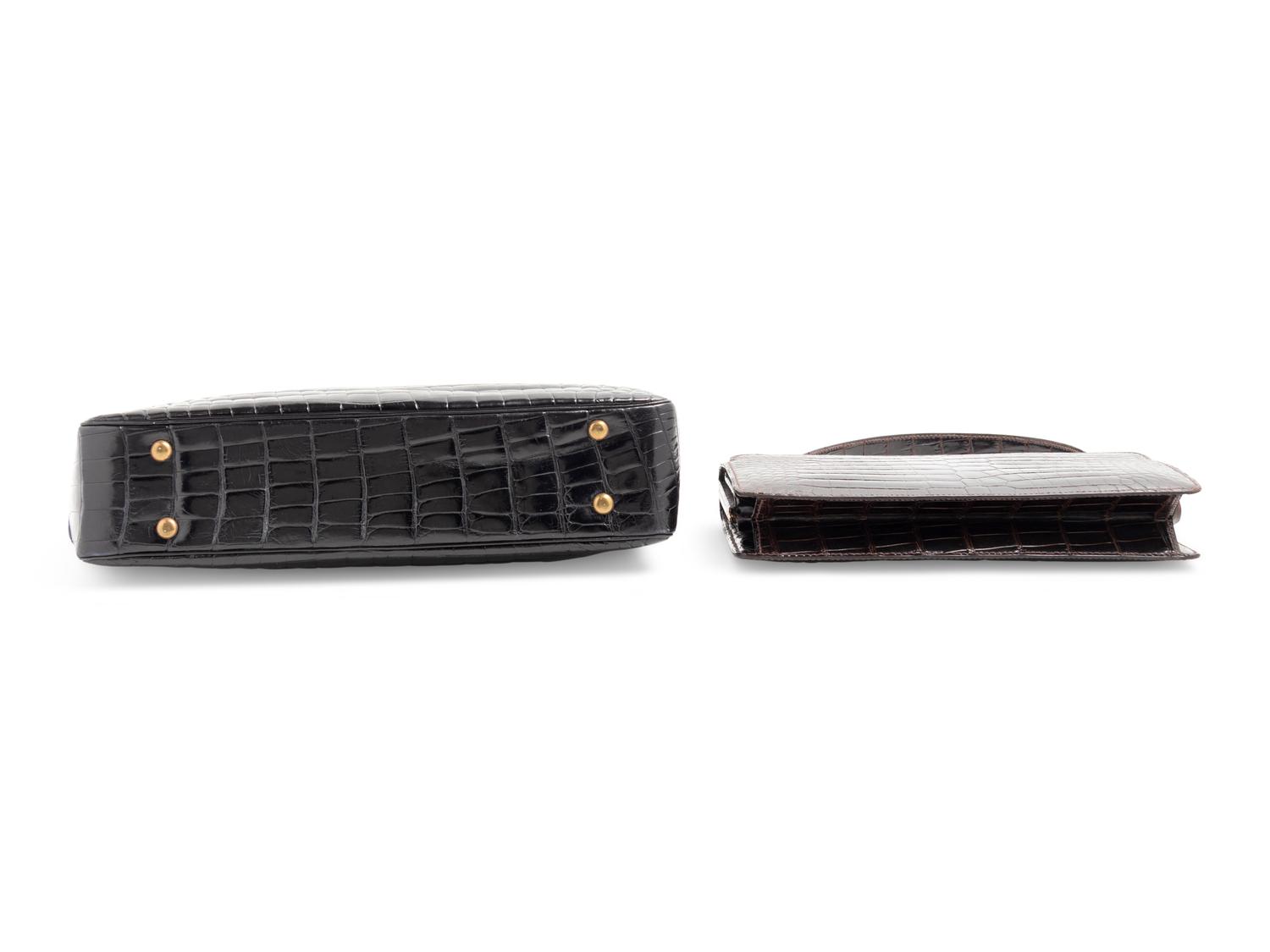 Three Vintage Alligator and Crocodile Accessories; Two Saks, One Rosenfeld, 1970-90s