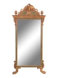 A North Italian Green-Painted and Parcel Gilt Pier Mirror