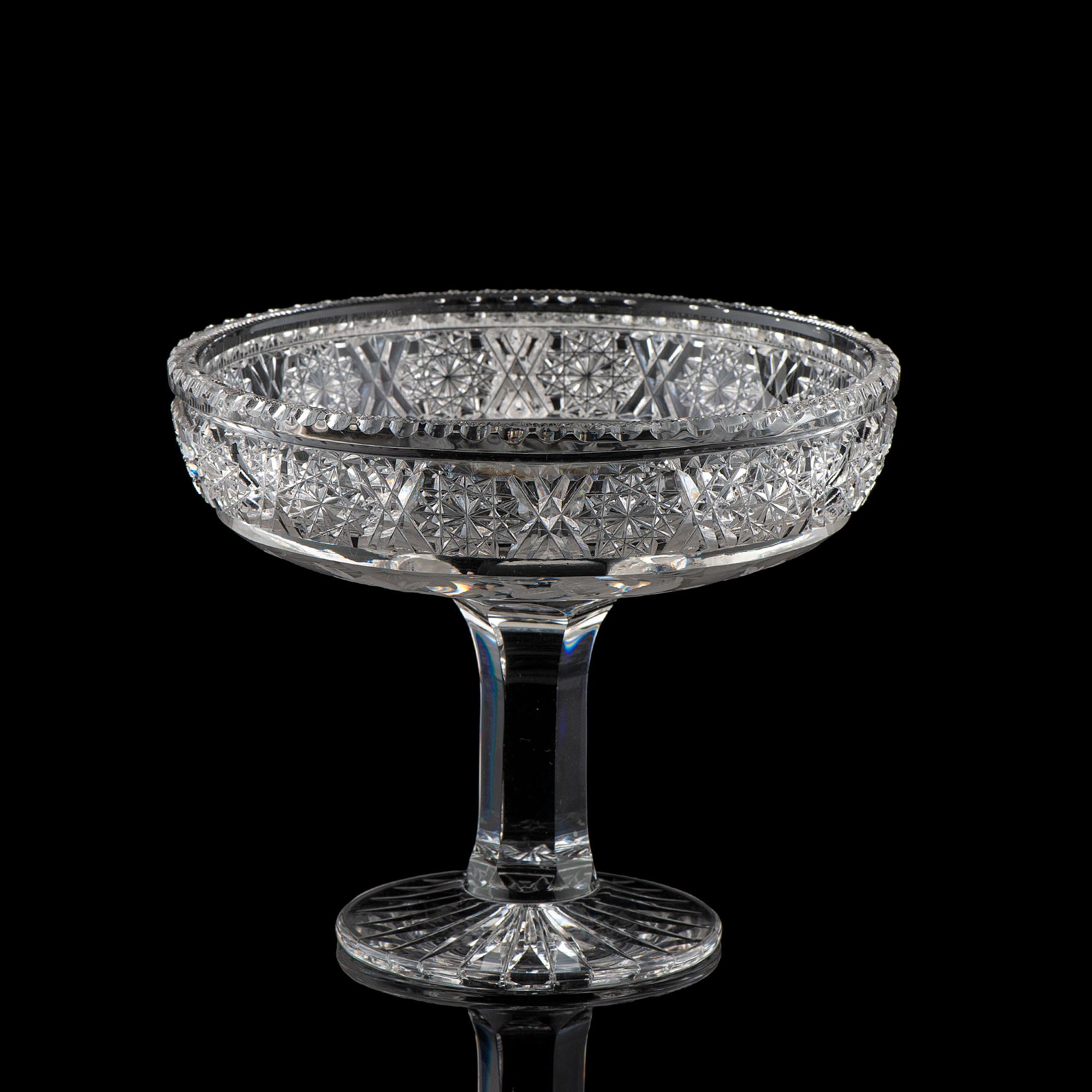 A Tuthill Cut Glass Compote with Primroses