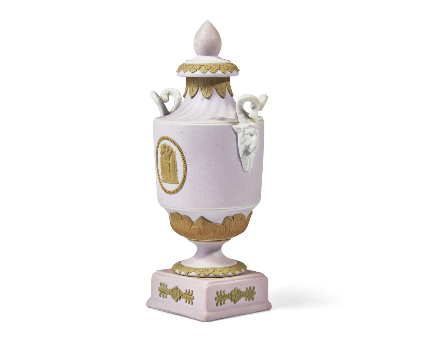 A Miniature Wedgwood Tricolor Jasperware Vase and Cover