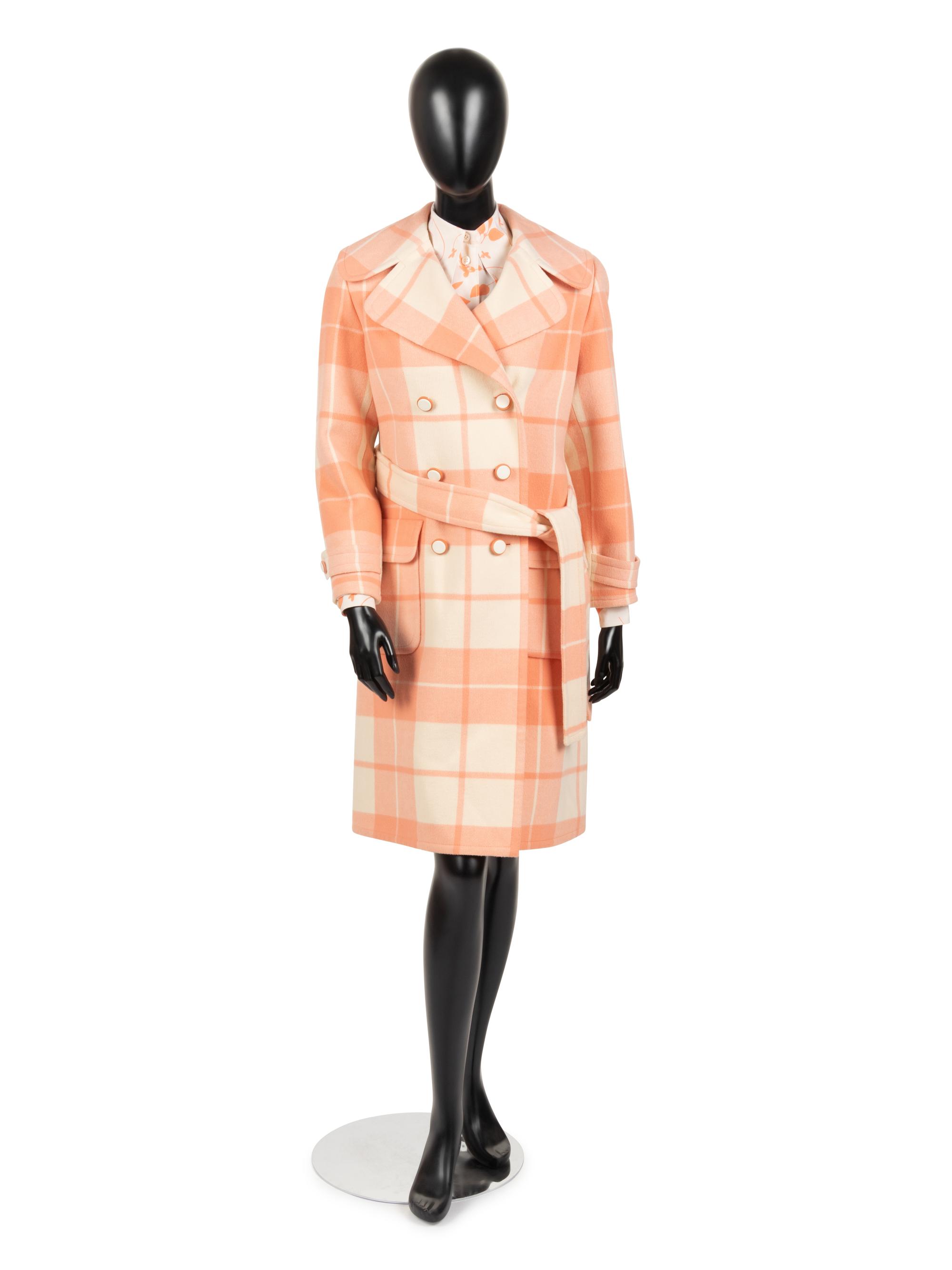 Chloé Plaid Wool Coat with Printed Silk Blouse, 1970s