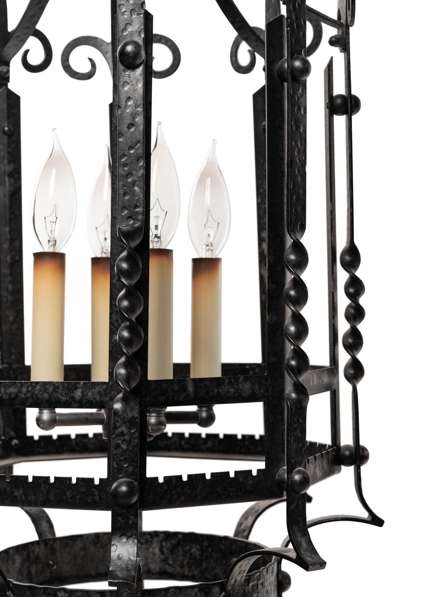 A Baroque Style Wrought Metal Hall Lantern
