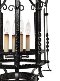 A Baroque Style Wrought Metal Hall Lantern