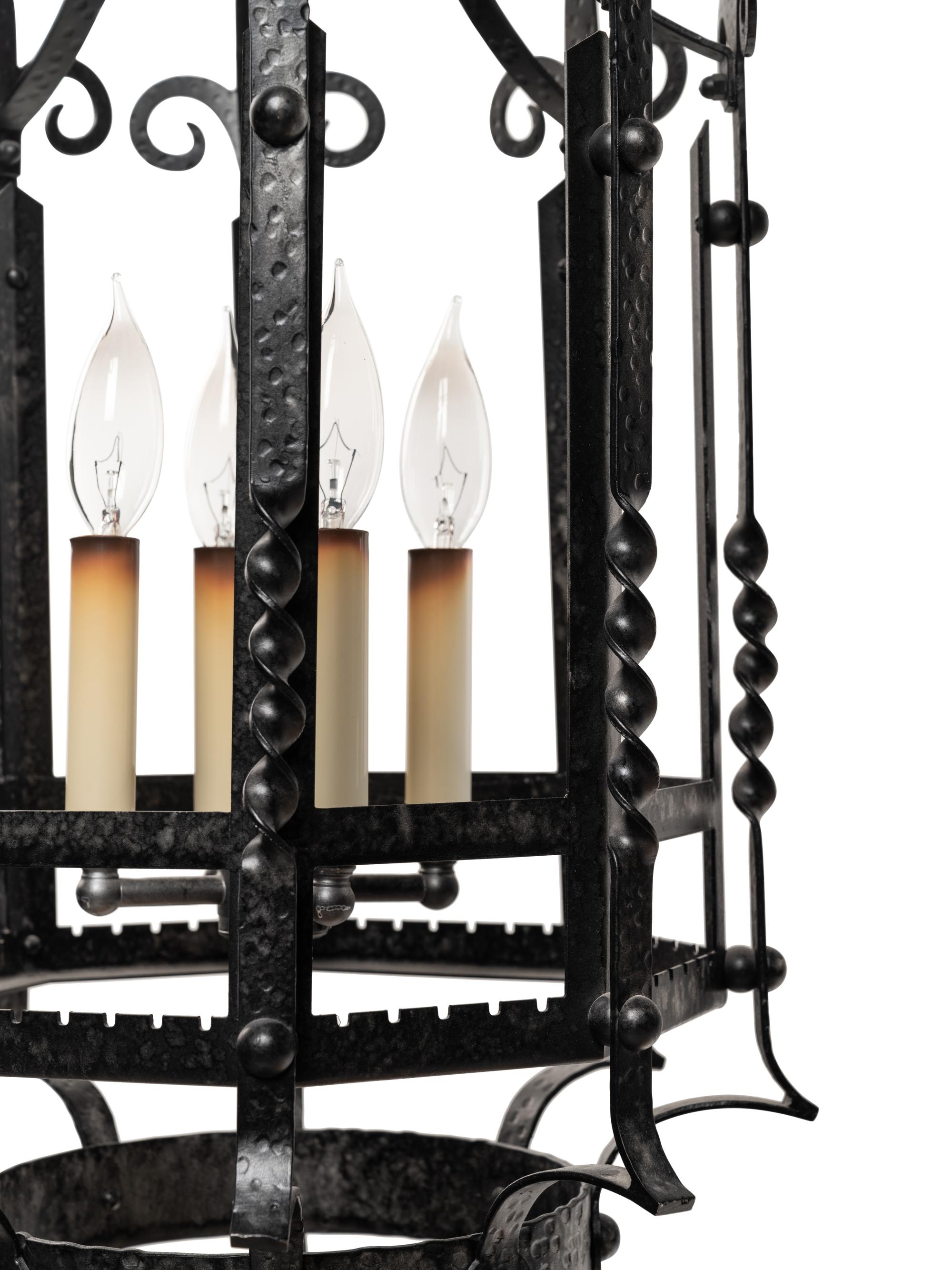 A Baroque Style Wrought Metal Hall Lantern