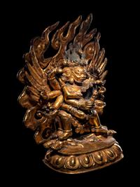 A Sino-Tibetan Gilt Bronze Figure of Hayagriva