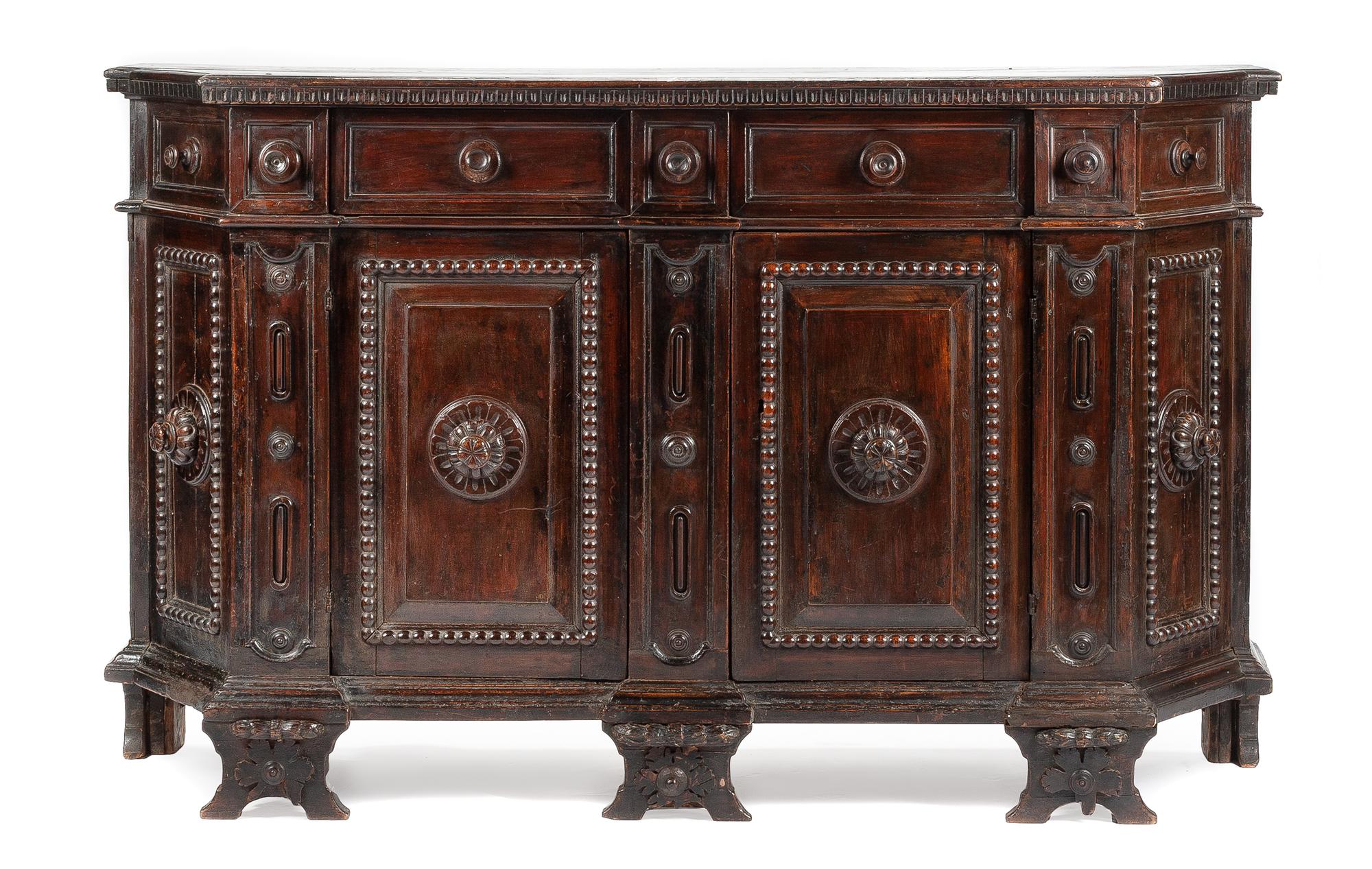 An Italian Renaissance Revival Sideboard Height 47 1/2 x width 78 1/2 x depth 23 inches. — 18TH CENTURY AND LATER