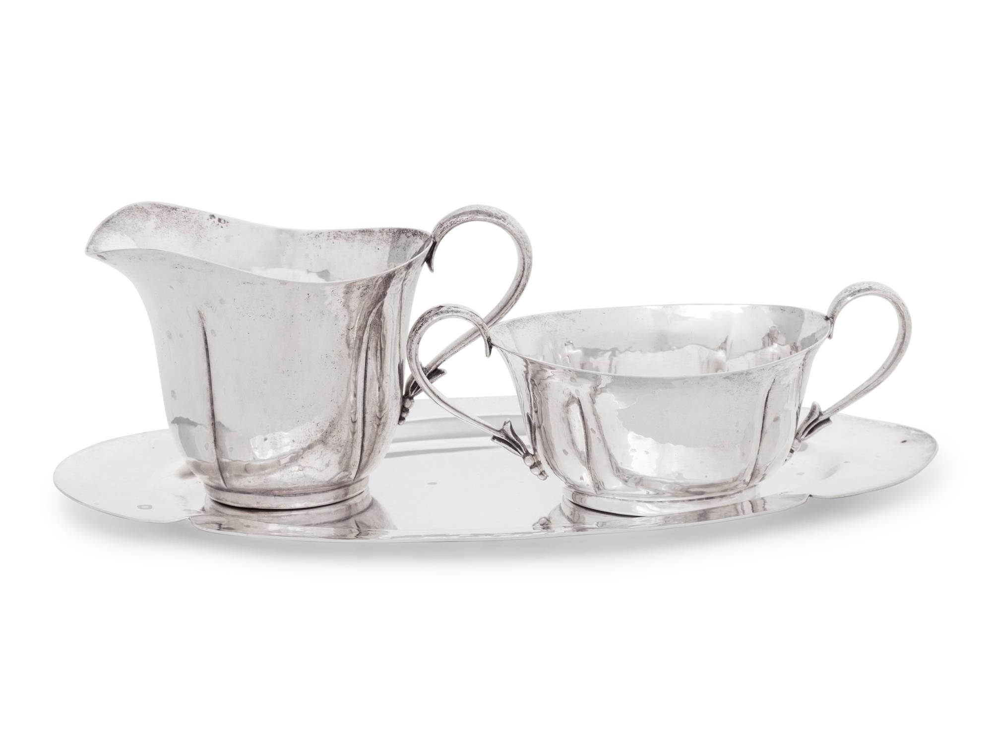 An American Arts & Crafts Silver Three-Piece Creamer and Sugar Set