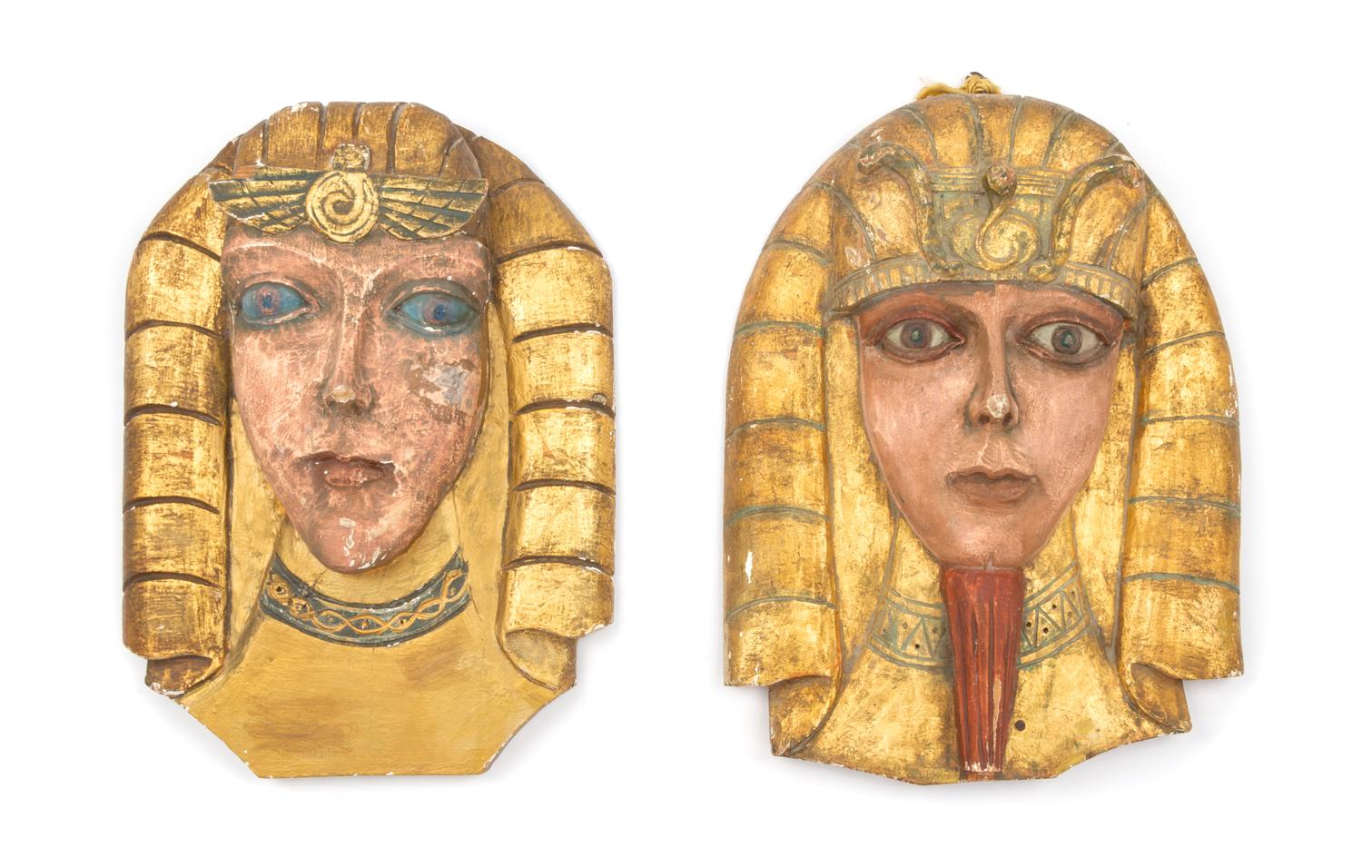 A Pair of Egyptian Style Carvings Length 20 1/4 x width 15 1/4 inches. — EARLY 20TH CENTURY