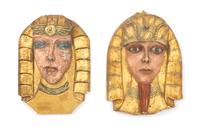 A Pair of Egyptian Style Carvings Length 20 1/4 x width 15 1/4 inches. — EARLY 20TH CENTURY