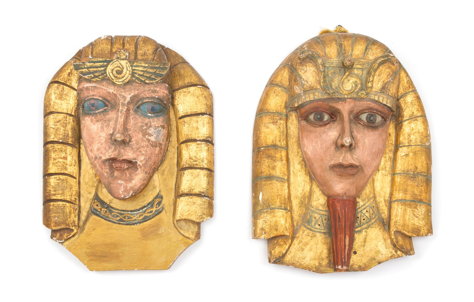A Pair of Egyptian Style Carvings Length 20 1/4 x width 15 1/4 inches. — EARLY 20TH CENTURY