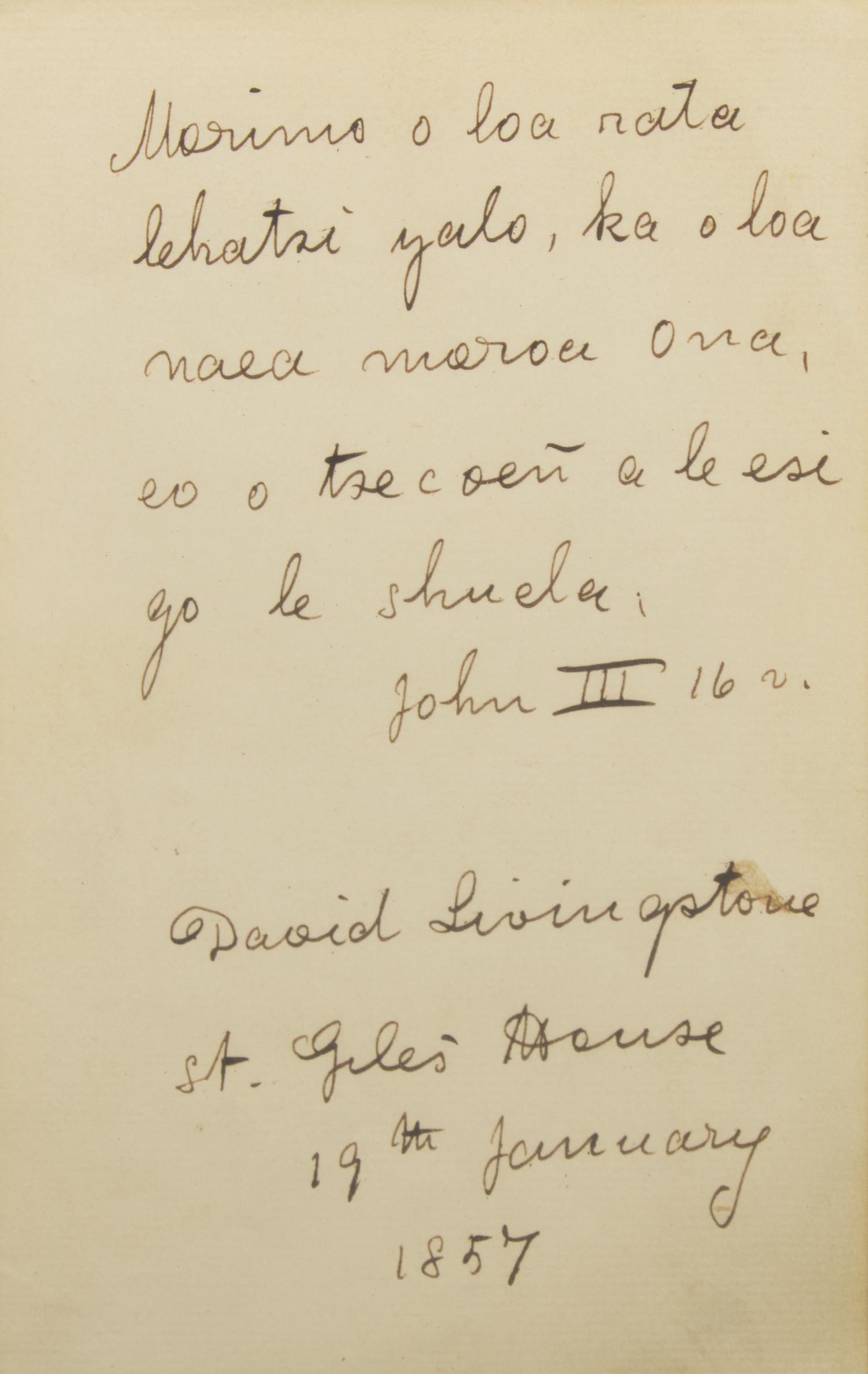 [Travel & Exploration] Stanley, Henry M., and David Livingstone. Group of Two Autograph Quotations, signed