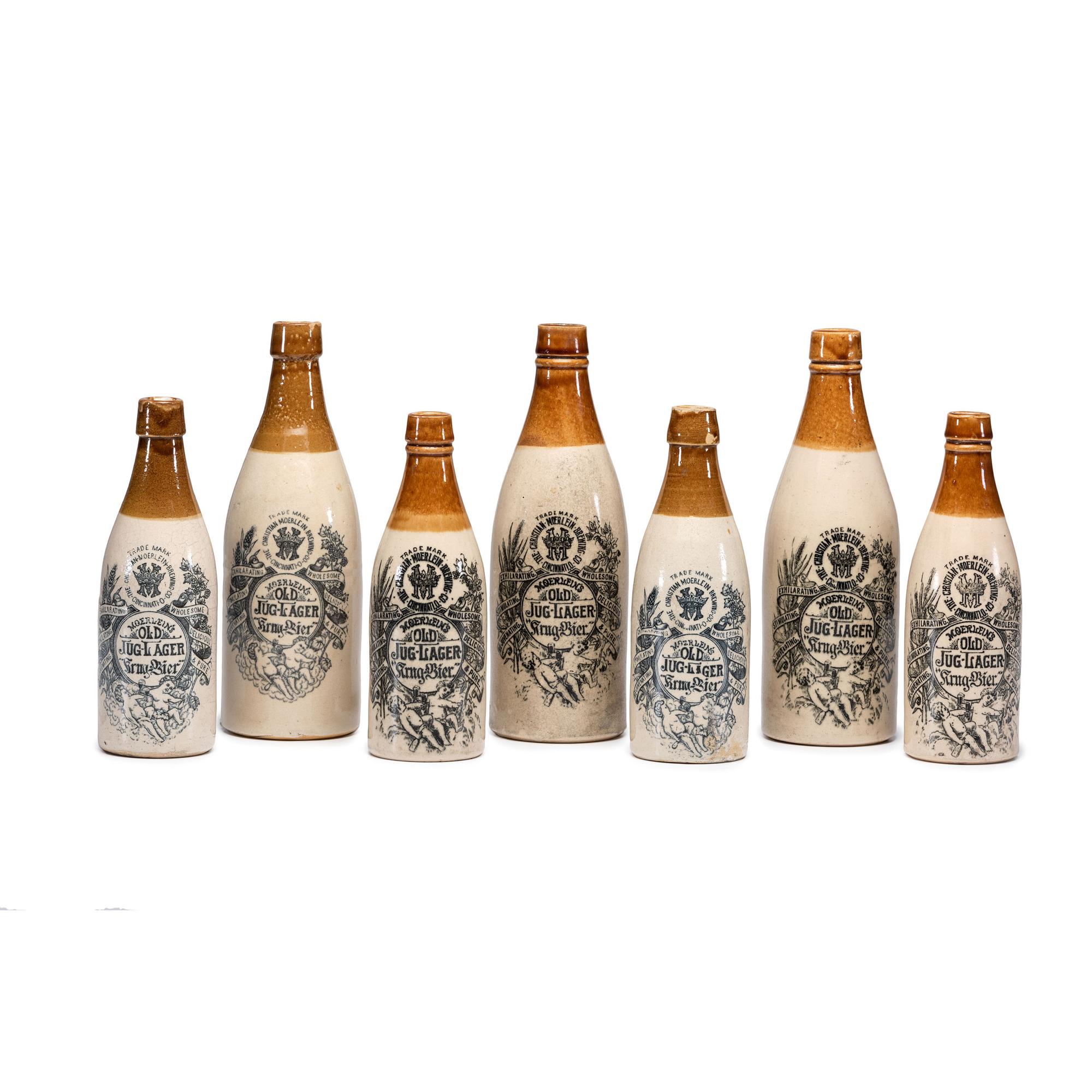 Seven Christian Moerlein Brewing Co. Stoneware Bottles