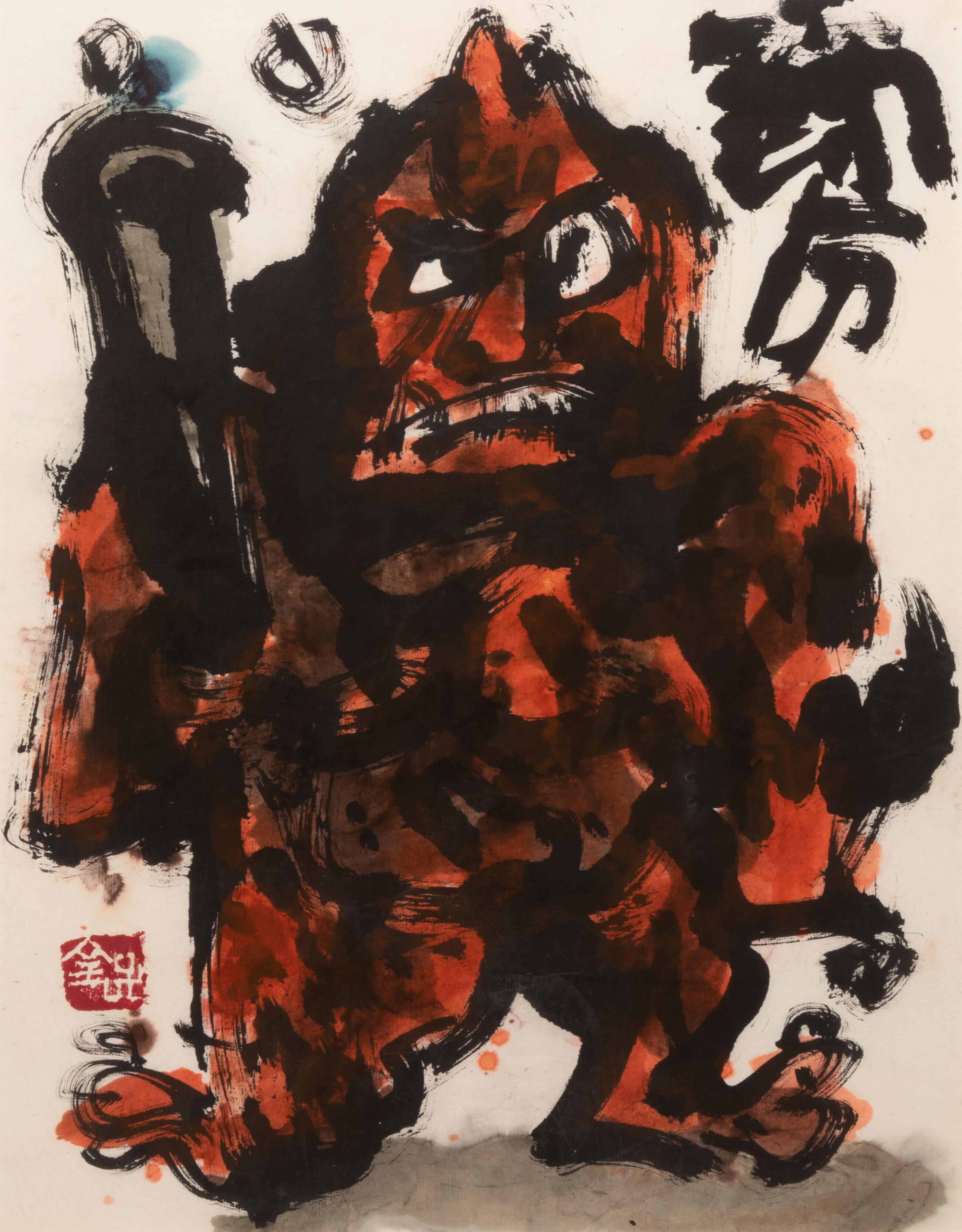 A group of six works on paper ( Han-nya; Crane; Infant; Buddha and Ogre; An Ogre; Ten-Jin )