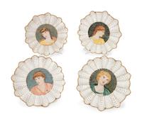A Group of Four Coalport Porcelain Portrait Plates