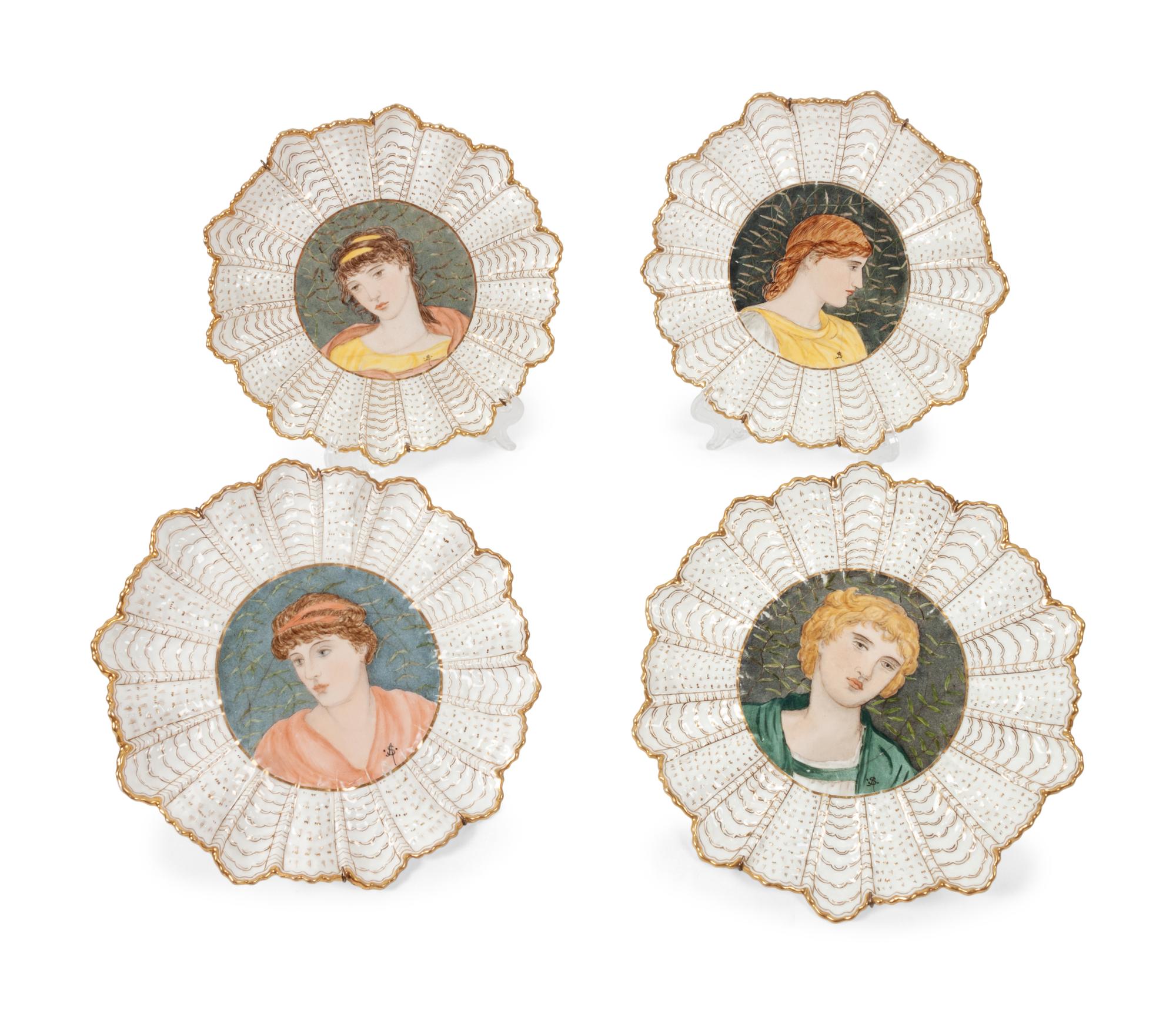 A Group of Four Coalport Porcelain Portrait Plates