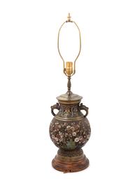 A Chinese Cloisonné Vase Mounted as a Lamp