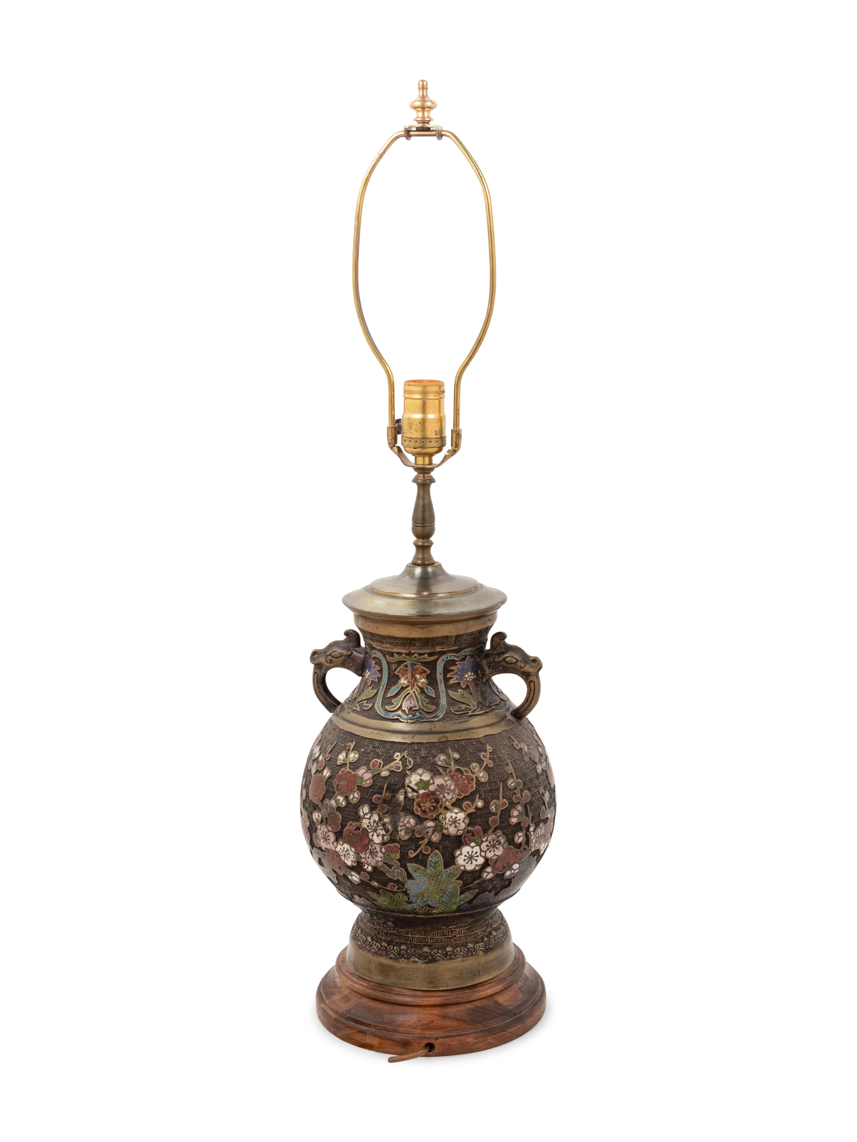 A Chinese Cloisonné Vase Mounted as a Lamp
