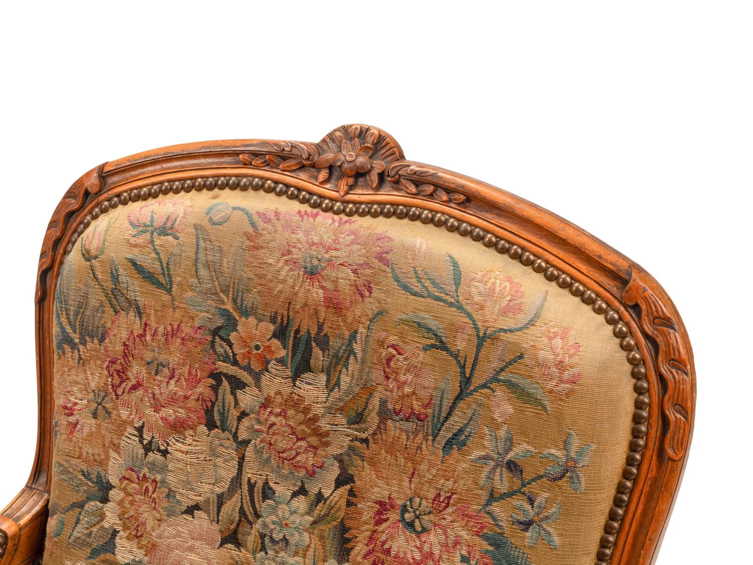 A Pair of Louis XV Style Beechwood Fauteuils