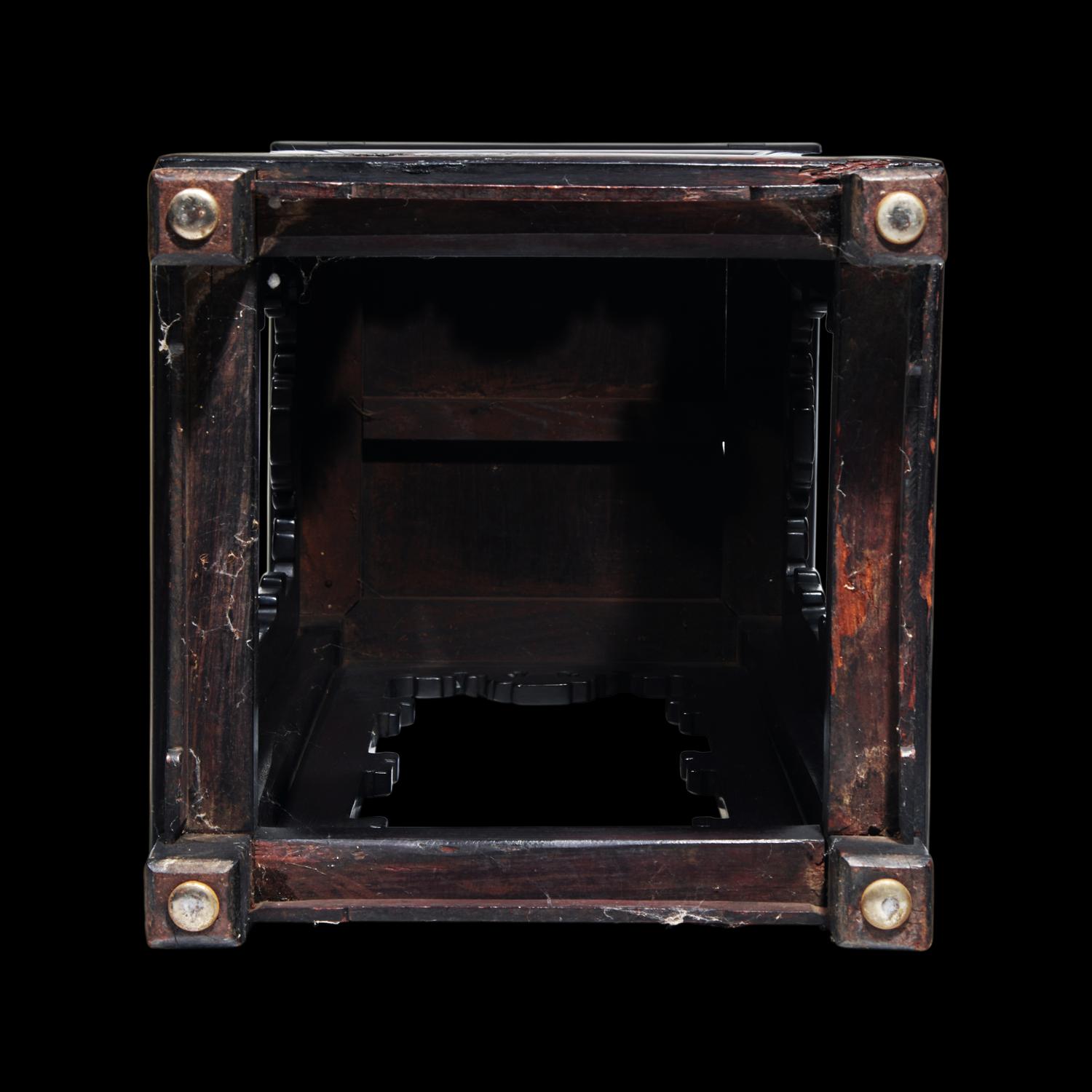 A Pair of Chinese Hong Mu , Incense Stands, 19th Century 清晚期 紅木拐子龍紋香幾一對