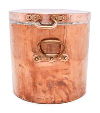 An English Copper Stock Pot with Cover and Brass Handles