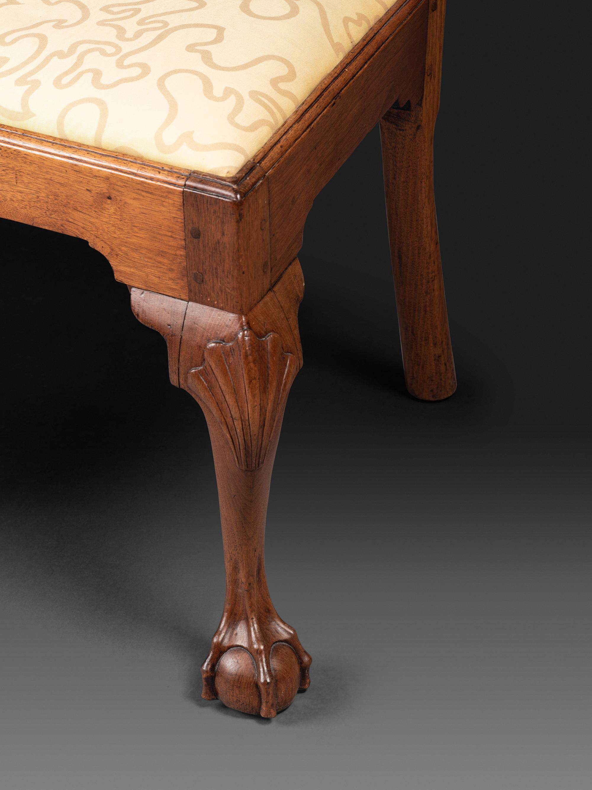 A Chippendale Shell and Heart Carved Walnut Claw-and-Ball Foot Side Chair